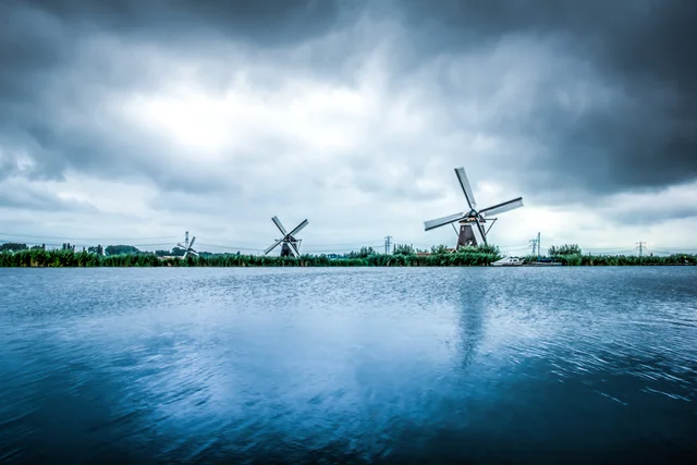 The windmills at Zevenhuizen in changing weather