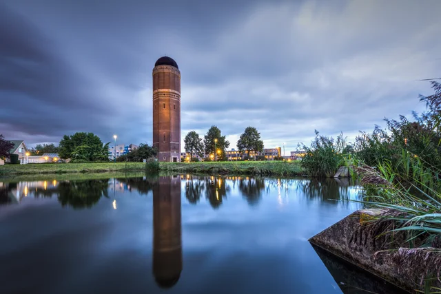 Zoetermeer’s water tower on a rainy day