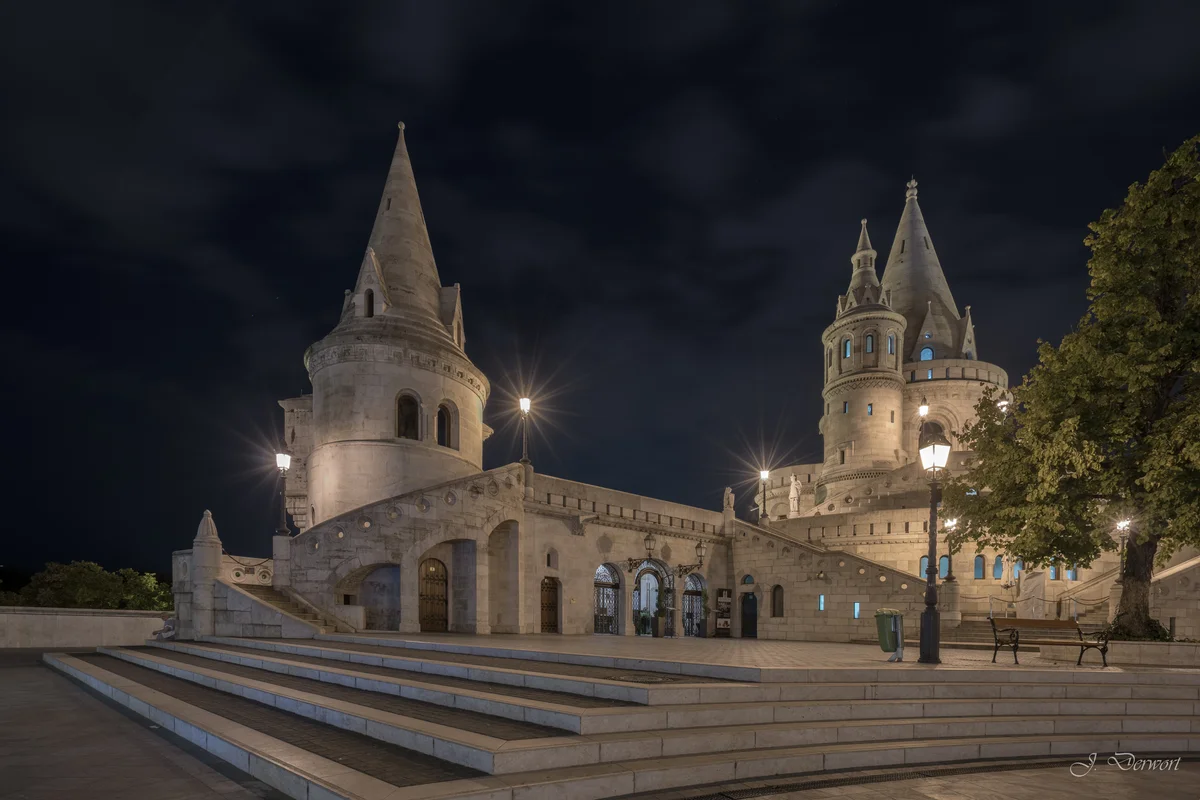 Fisherman's Bastion Stairs — Fisherman’s Bastion in Budapest after dark