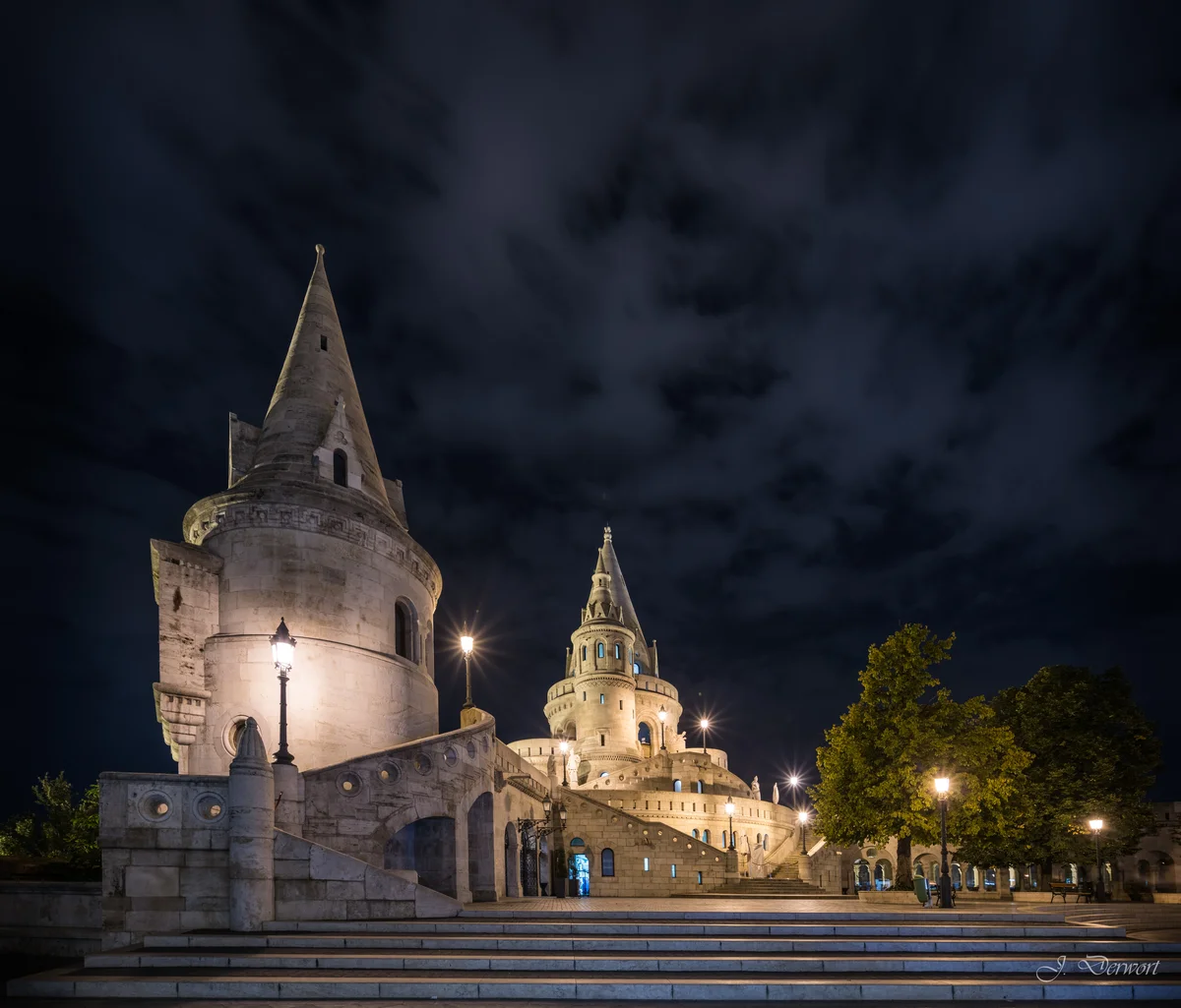 Fisherman's Towers 2 — Fisherman’s Bastion in Budapest after dark