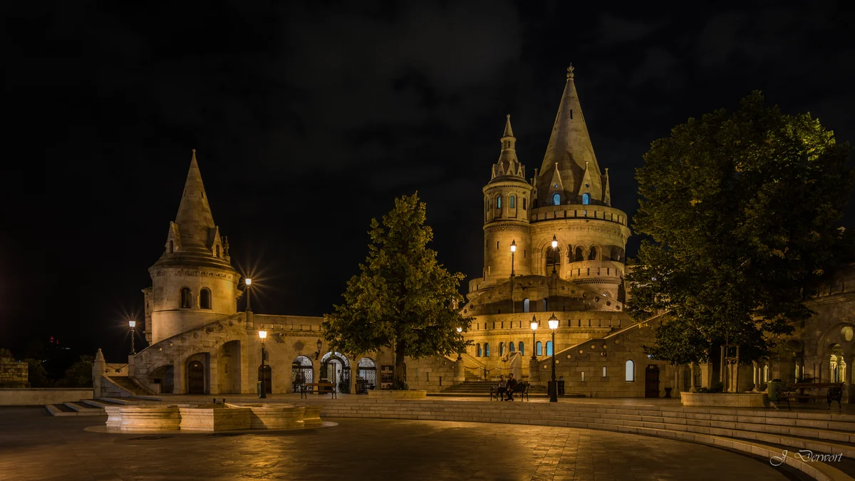 Fisherman's Bastion Square — Fisherman’s Bastion in Budapest after dark